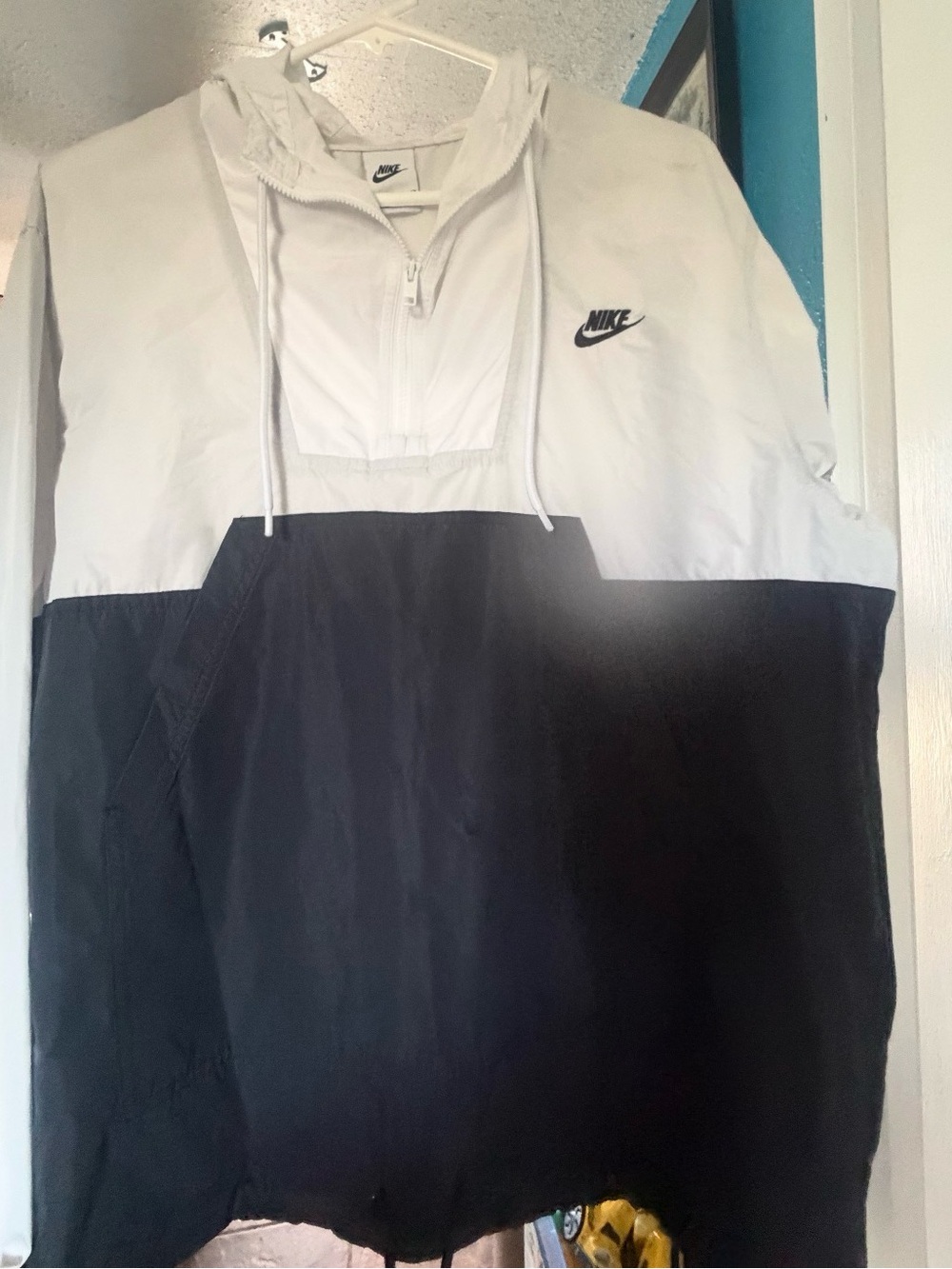 Nike Black and White Half-Zip Windbreaker Pullover